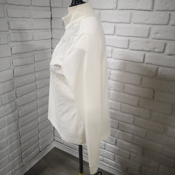 Zenergy Golf by Chico's Ladies Size 2 (Medium) Cream w/ Gold Tone Coloration Top - Picture 6 of 9